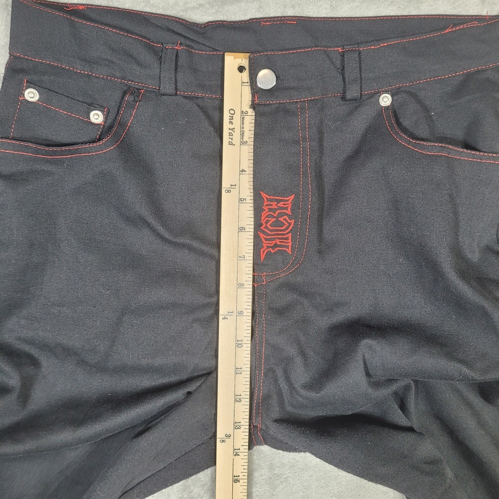 Heaven Can Wait Pants Mens 40 Black Red Embroidered Skeleton Graphic Streetwear - Picture 5 of 12